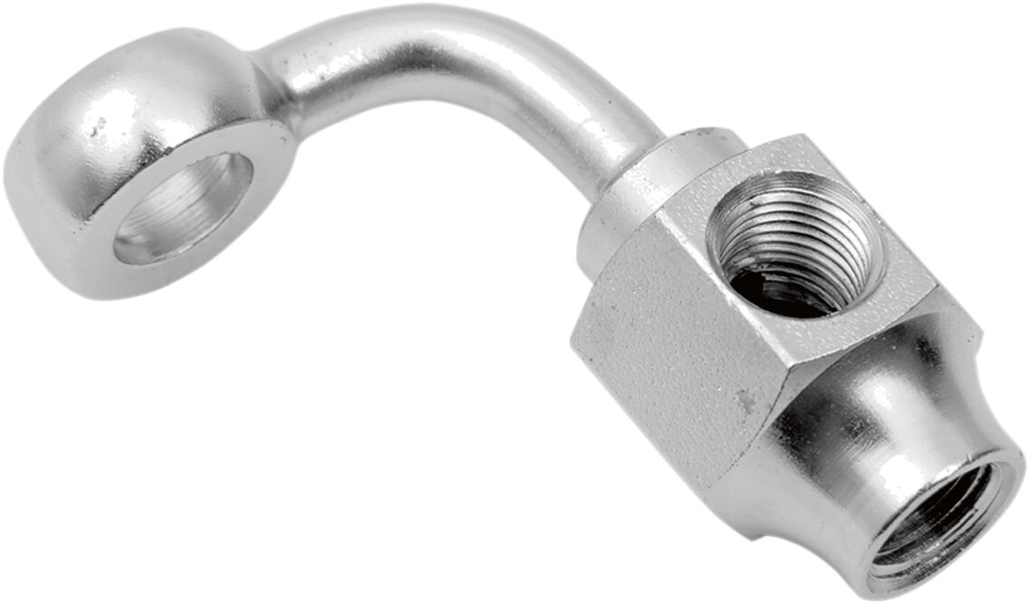 BANJO 3/8"/ 10MM X 1/8" SHORT 90° W/ BRAKE LIGHT SWITCH MOUNT CHROME