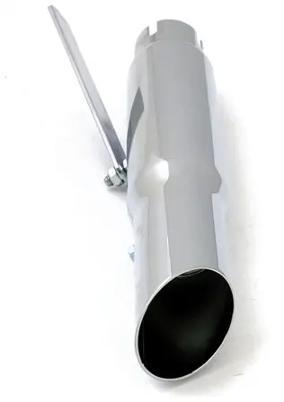 Shorty slash cut universal muffler16" long chrome - 1 3/4" & 1-1/2" diameter samlingsrör - Bild 2