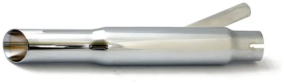 Shorty slash cut universal muffler16" long chrome - 1 3/4" & 1-1/2" diameter samlingsrör