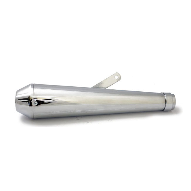Megaton universal muffler 17" long chrome - 1 3/4" & 1-1/2" diameter samlingsrör