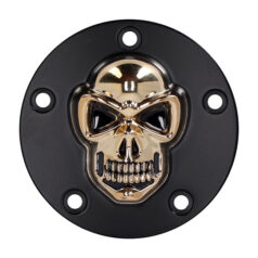 Skull point cover. Black/Gold - 99-17 Twin Cam