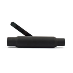 Shorty straight cut universal muffler 12" long. Black - 1 3/4" diameter samlingsrör.