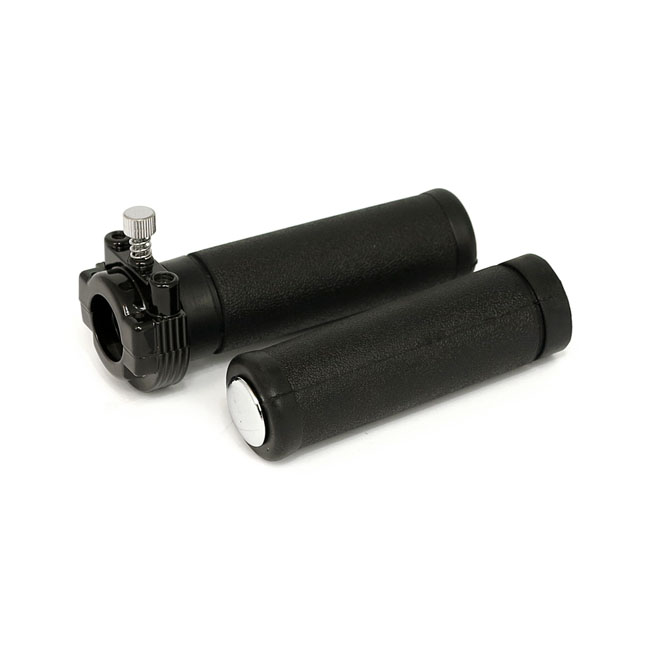 OEM style throttle assembly with grips, dual cable. Black - 81-95 Big Twin, XL Sportster
