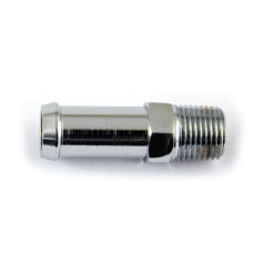 Oil line fitting, straight. Chrome - primär ventil: 66-84 FL; 71-E84 FX (exkl. FXS, FXSB); E1984 FXST. 
oljepump bak: 68-91 Big Twin (Exkl. TC). 
Oljekopplingsmatning: 67-76 XL Sportster. 
oljepump, bak: 91-22 XL Sportster (Exkl. XR1200). 
vevhusventil: 04-22 XL Sportster; 08-12  XR1200.