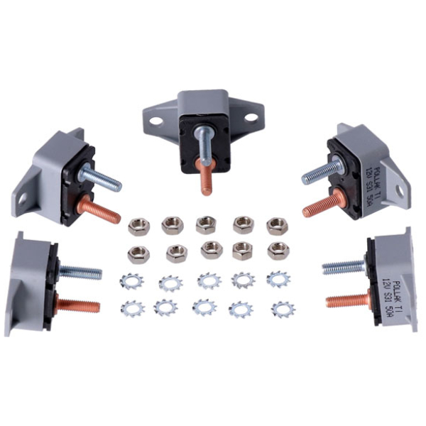 Circuit breaker, automatic. Dual mount, plastic. 50A