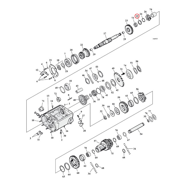 Washer, transmission mainshaft 2nd & 3rd gear +.015" - 36-86 4-växlad Big Twin