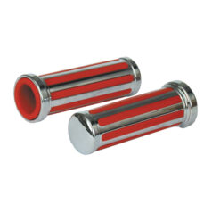Handlebar grip set, 'Rail' with red rubber inlay - 74-24 H-D med 1" diameter greppyta
