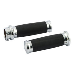 Handlebar grip set, Caliber. Chrome - 74-22 H-D med enkel eller dubbla gaskablar (exkl. Street)