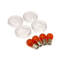 Bullet turn signal lens kit, clear - 00-24 H-D med kula blinkers med pop-off lins (exkl. modeller med 3-1 bakljus/blinkers combo, V-Rod & Street)