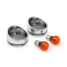 Turn signal lens set with visor. Light smoke lens amber bulb - 00-24 H-D med kulblinkers med pop-off lins (exkl. V-Rod, Street och modeller med dubbla bakljus/blinkers setup)