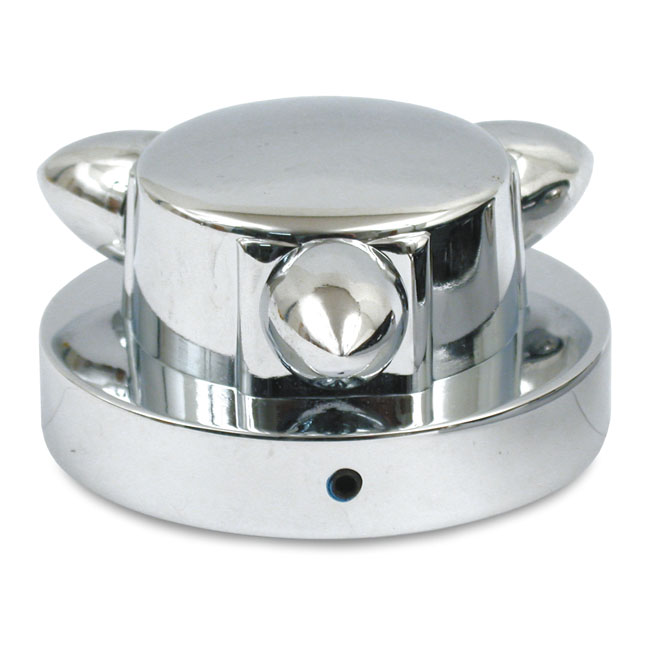 Kromett, gas cap cover large. Chrome - L73-82 stora gaslock