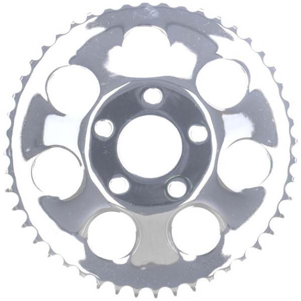 Rear sprocket, chrome. 48t - 73-85 4-växlad Big Twin; 79-81 XL Sportster