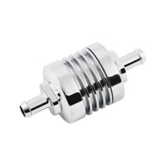 Fuel filter ribbed for 5/16" fuel hose. Chrome