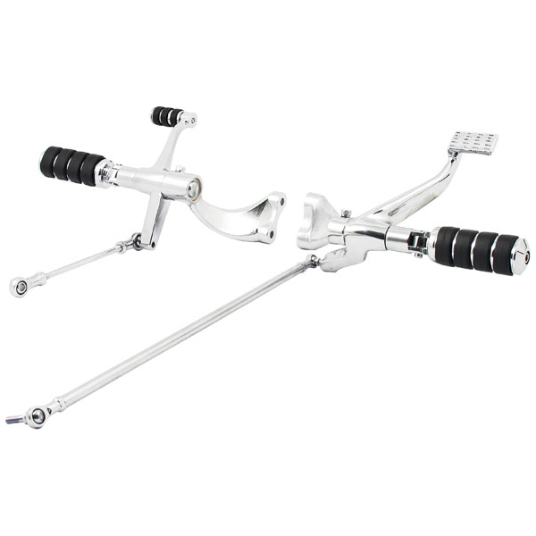 Evo XL forward control kit. ISO pegs. Chrome - 04-13 XL Sportster med gummimonterad motor