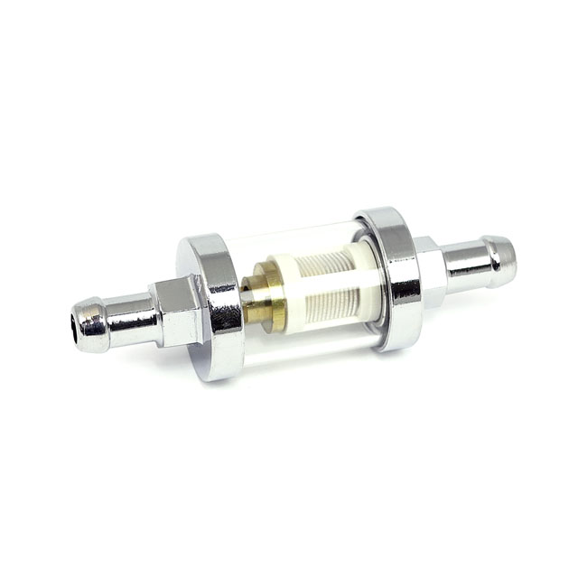 Clear-view fuel filter, 3/8" ID. Chrome - Universal