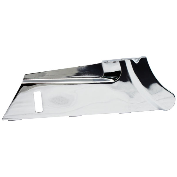 Lower rear belt guard. Chrome - 97-08 FLT/Touring med 70t. remskiva