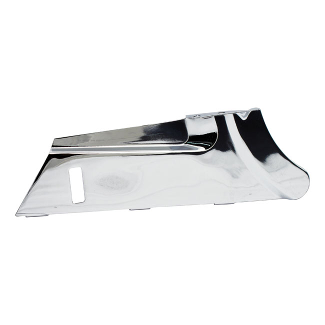 Lower rear belt guard. Chrome - 97-08 FLT/Touring med 70t. remskiva