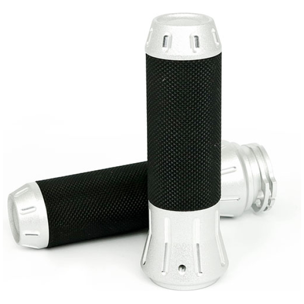 Cobra, billet aluminum grips. SP Chrome - 74-22 H-D med enkel eller dubbla gaskablar (exkl. Street)