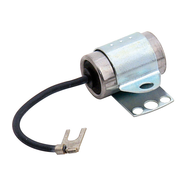 Ignition condenser - 49-99 Big Twin (exkl. Twin Cam); 54-03 K, KH, XL Sportster (Exkl. 58-69 XL Sportster med magnet) . Med punkttändning