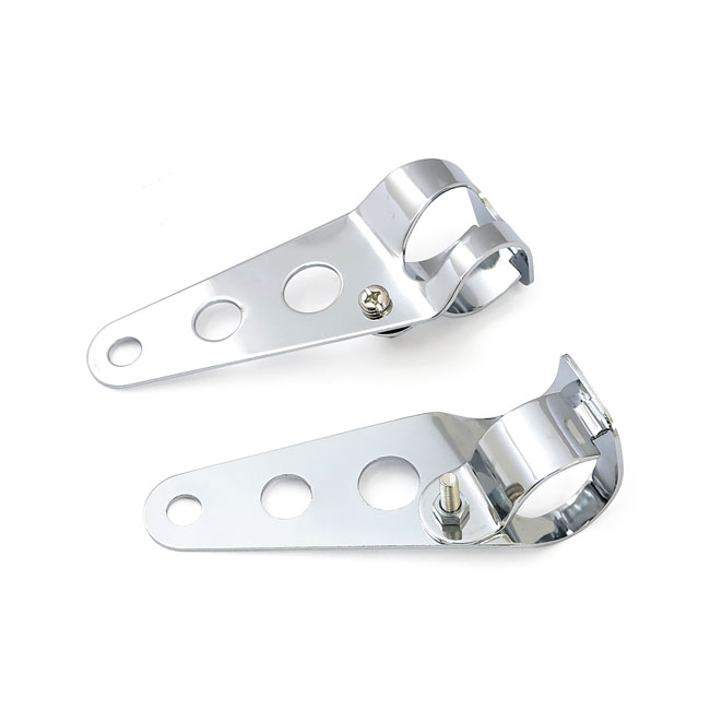 Frisco, side mount headlamp bracket set. Chrome - 41mm gaffelrör