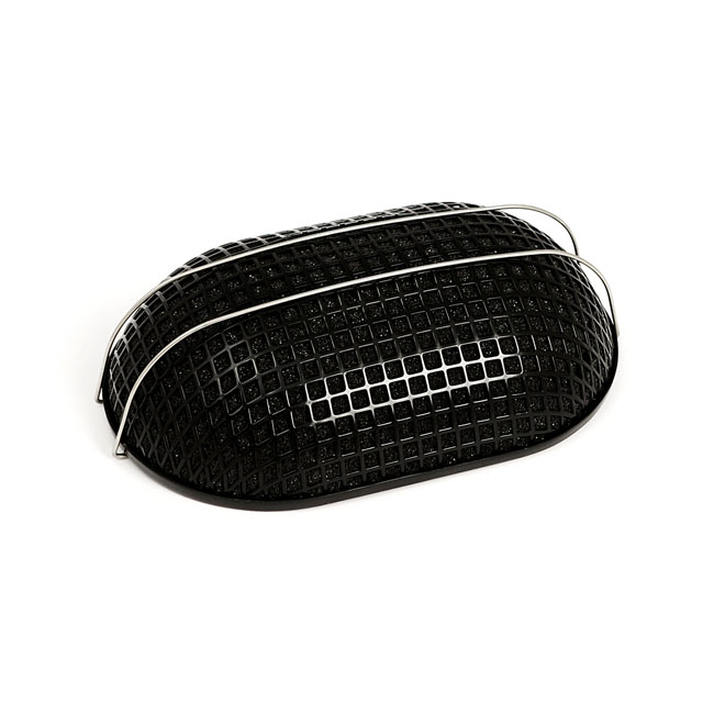 Breather style air cleaner assembly, oval. Black - 90-17  Big Twin; 88-22 XL Sportster. Med CV eller Delphi inj. (Exkl. e-throttle modeller)
