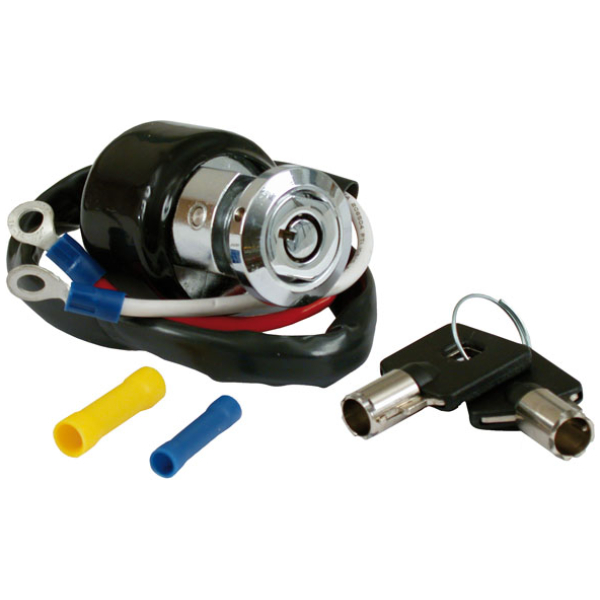 Dyna style ignition switch, round key, 2-wire. Chrome - 91-93 Dyna (exkl. FXDWG)