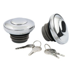 Gas cap set with lock, chrome - 96-99 H-D