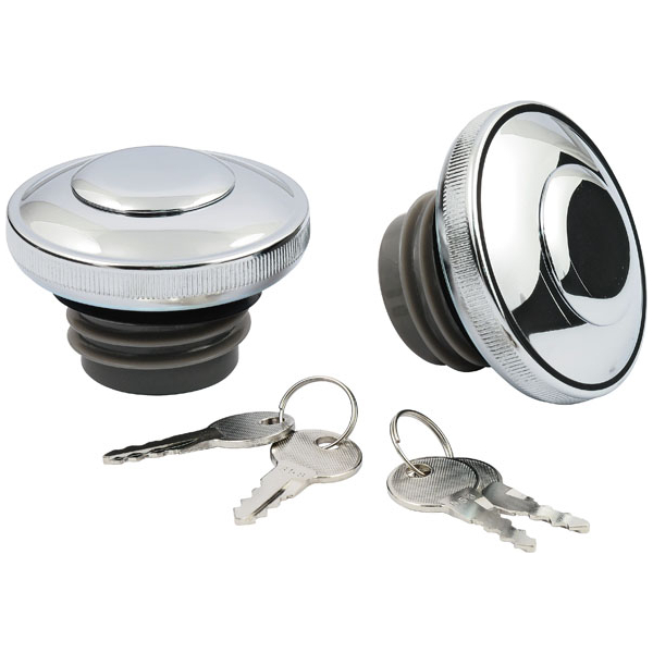 Gas cap set with lock, chrome - 96-99 H-D