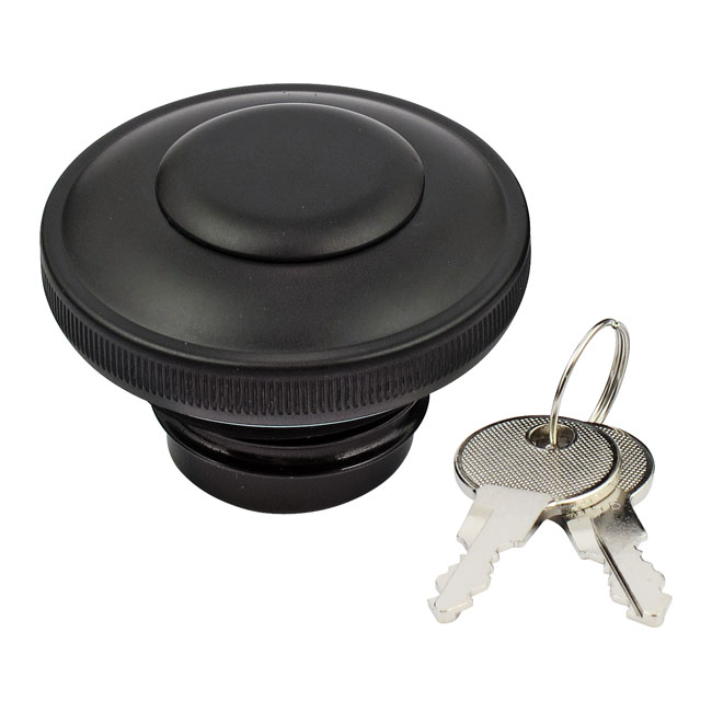 Gas cap vented with lock, black - 96-18 H-D