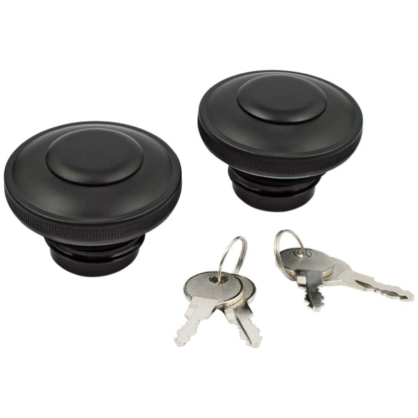 Gas cap set with lock, black - 96-99 H-D