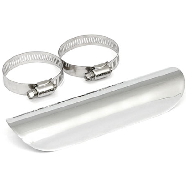 Universal smooth heat shield 7" long chrome - 2-1/4" avgasrör