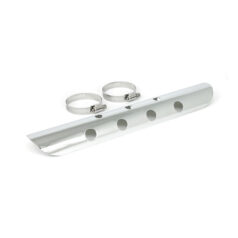 Universal bullet hole heat shield 14" long chrome - 2-1/4" avgasrör