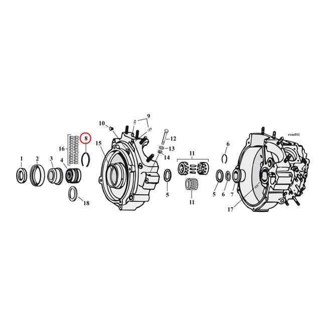 Retaining ring, sprocket shaft bearing - L83-99 Big Twin (exkl. Twin Cam)