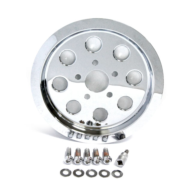 Pulley cover, holes. (61t) - 82-99 Big Twin, TC. Med 61T OEM-stil hjulremskiva