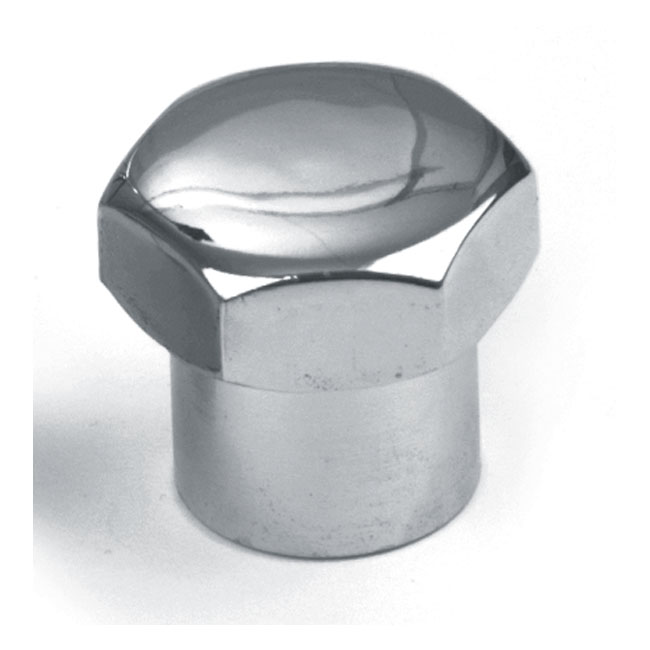 Fork stem nut. domed. Chrome - 78-87 XL Sportster; 71-85 FX; 82-87 FXR