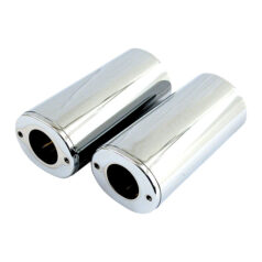 Upper fork slider covers, +4". Chrome - 49-84 FL; 86-17 FLS, FLSS, FLST, FLSTC, FLSTF (exkl. 2007 FLSTF), FLSTFB, FLSTFBS, FLSTN; 80-13 FLT/Touring, Trikes