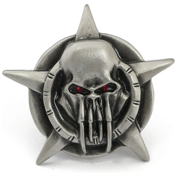 License plate mount kit Barbarian skull. Pewter