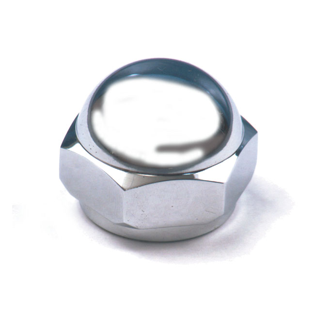 Stem nut, acorn. Chrome - 49-84 FL; 80-86 FXWG; 84-15 FXST-modeller; 93-17 FXDWG; 80-13 FLT/Touring / FLT/Touring-modeller