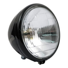 6-1/2" Springer headlamp assembly. 6V. Black - 36-54 H-D med Springer gafflar.