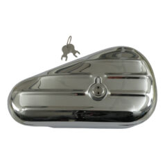 Teardrop tool box ribbed. Chrome - 40-64 FL; H-D ANPASSADE APPLIKATIONER