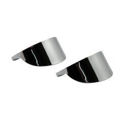 Smooth turn signal visor set. Chrome - Främre platt lins: 88-17 FLST; 94-22 FLHR; 07-19 FLHRC; 86-09 FLHT; 86-13 FLHTC; 89-13 FLHTCU; 10-13 FLHTK