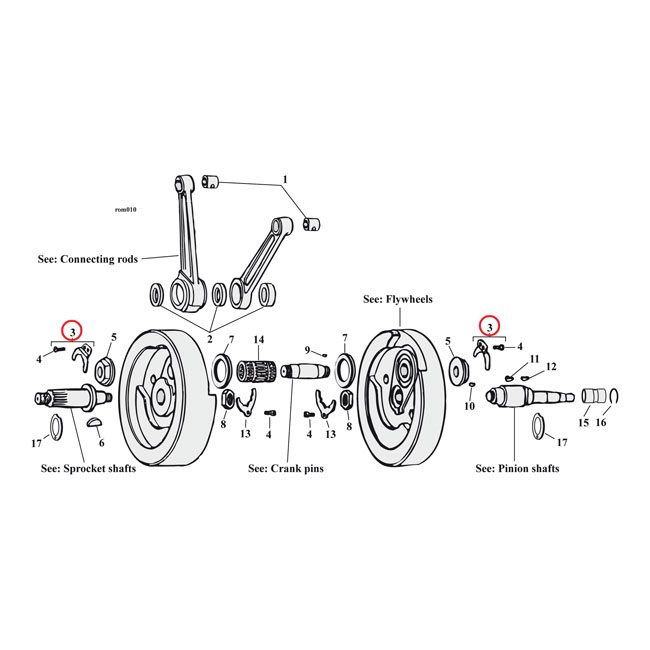 Lock kit, crank pin - 54-E81 Big Twin