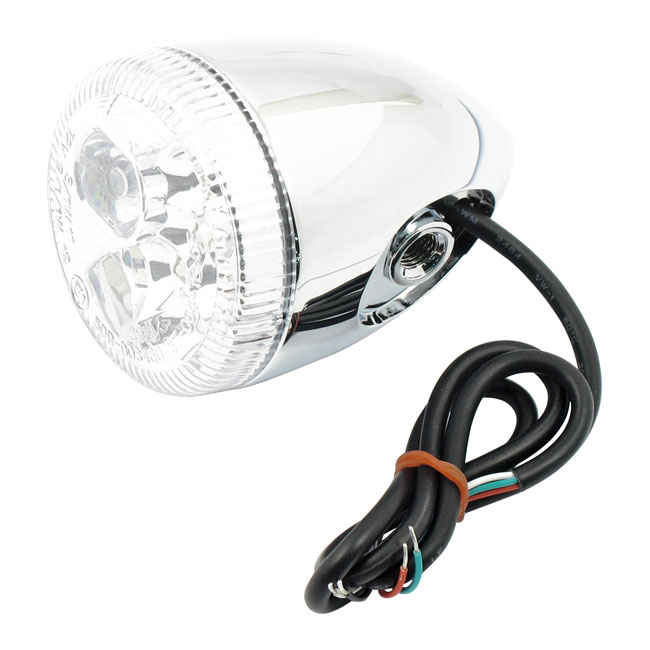 3-1 LED bullet taillight / turn signal combo. Chrome. Clear - 09-12  XL883N Nightster, Custom applikationer