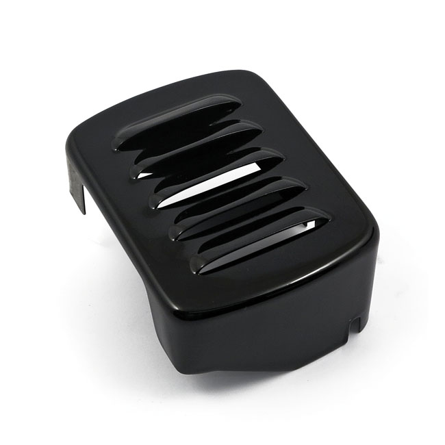 Custom coil cover, louvered. Black - 65-84 4-växlad Big Twin; 84-99 Softail