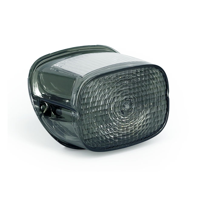 OEM style taillight lens. Smoke lens - L03-24 diverse Softail, Dyna, FLT/Touring, XL Sportster. (Med mittmonterade bakljus)