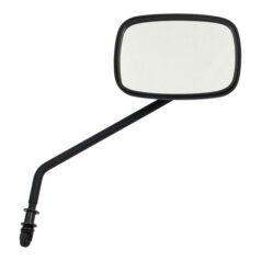 Late OEM style mirror, long stem, right side. Black - 65-UP H-D