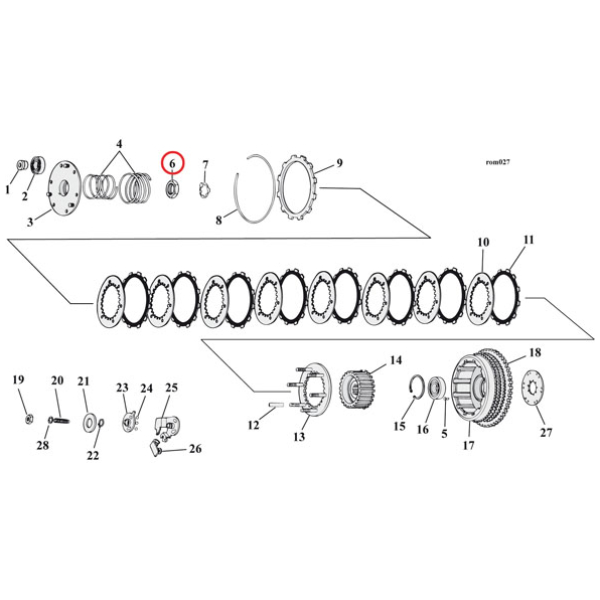 Nut, clutch hub - 67-E84 XL Sportster