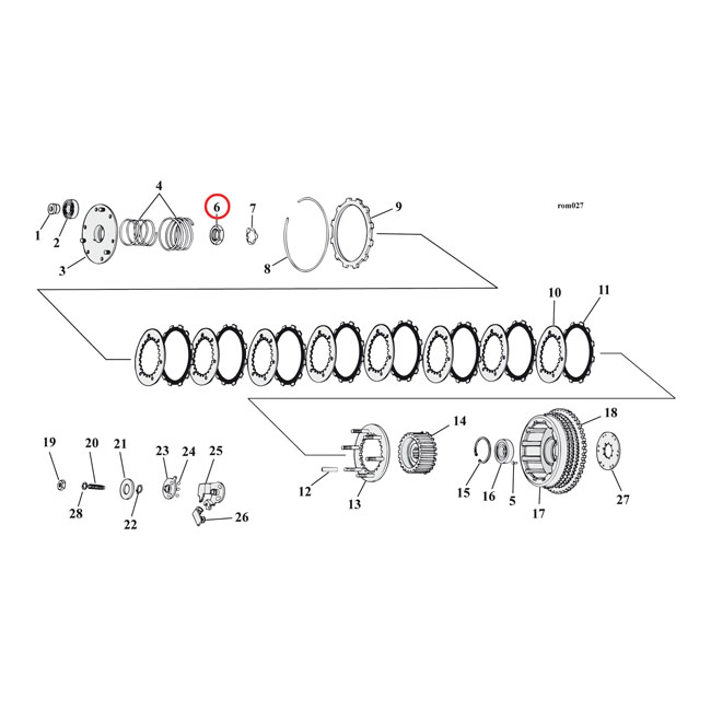 Nut, clutch hub - 67-E84 XL Sportster