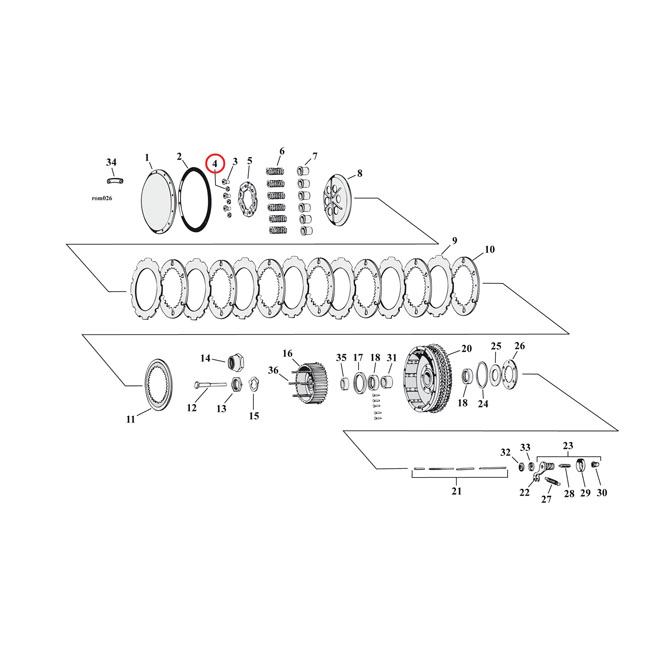 Nut, clutch hub stud - 52-70 K, XL Sportster short