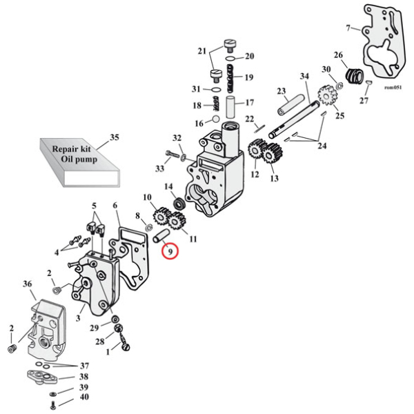 Oil pump, idler shaft - 68-99 Big Twin  (exkl. TC)